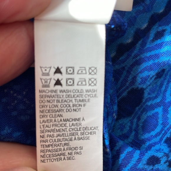 Lucky Brand women’s blue boho 3/4 sleeve pullover button up tunic top EUC - Picture 12 of 14